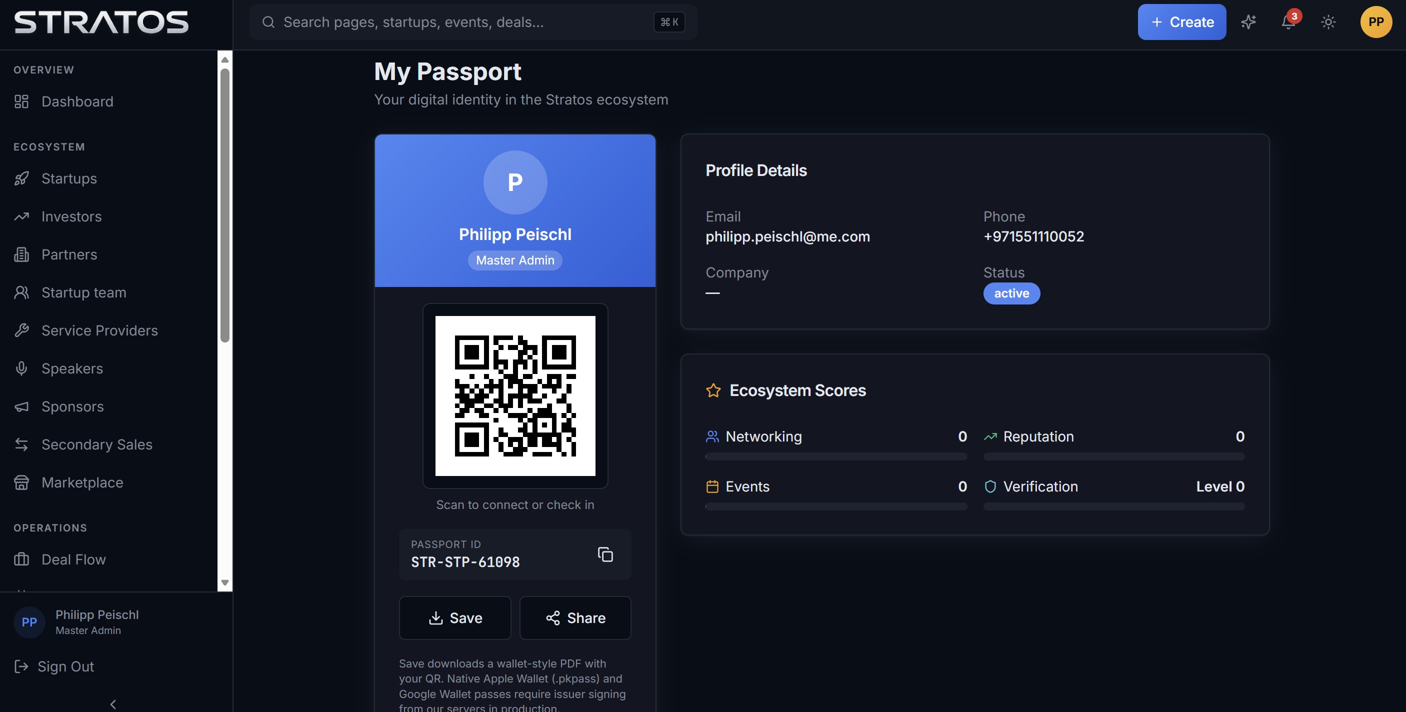 One Passport per member: a QR identity for connecting and checking in, with networking, reputation and verification scores.